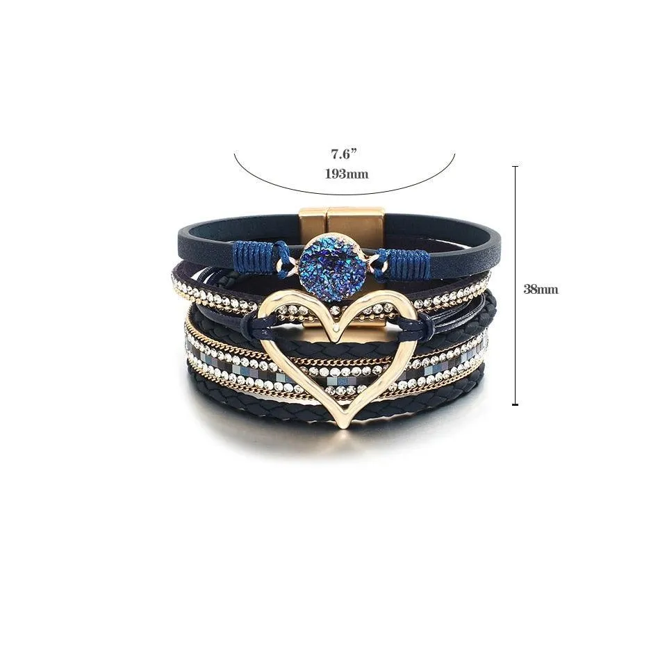 'Dalgu' Heart Charm Cuff Bracelet - mint