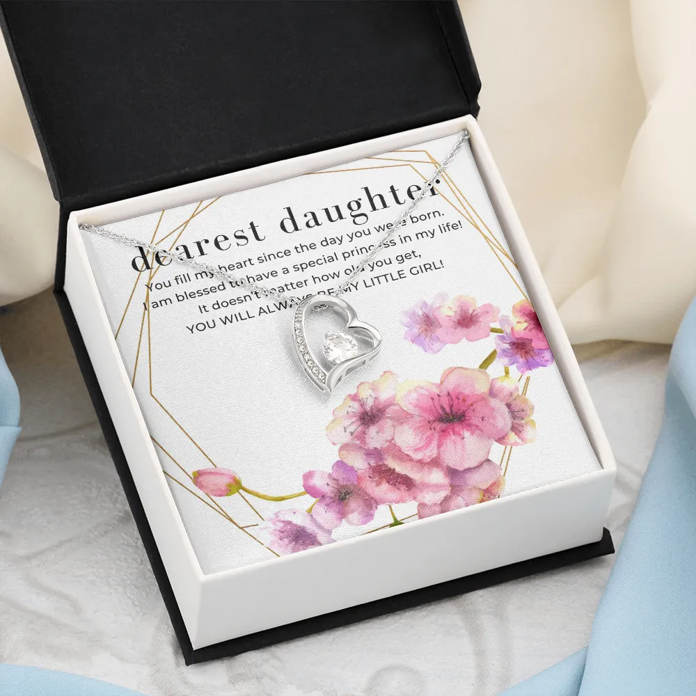 Dearest Daughter Open Heart Pendant Necklace