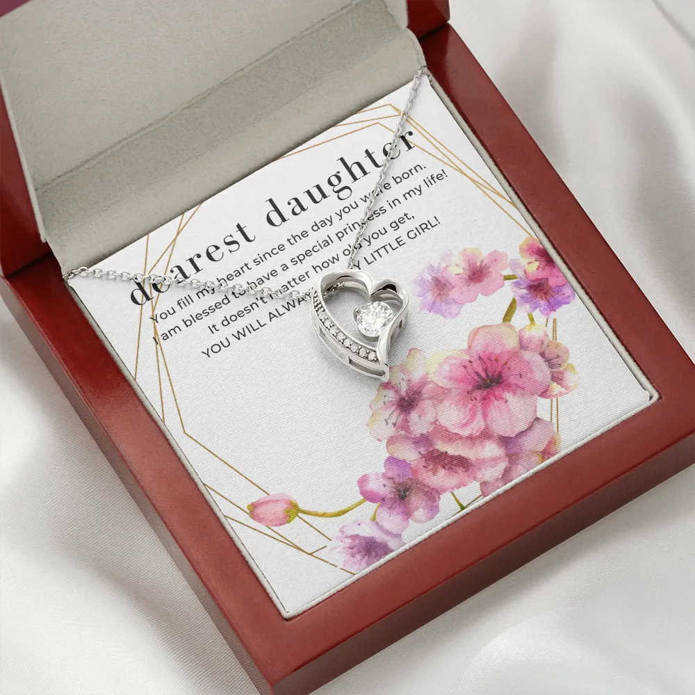 Dearest Daughter Open Heart Pendant Necklace