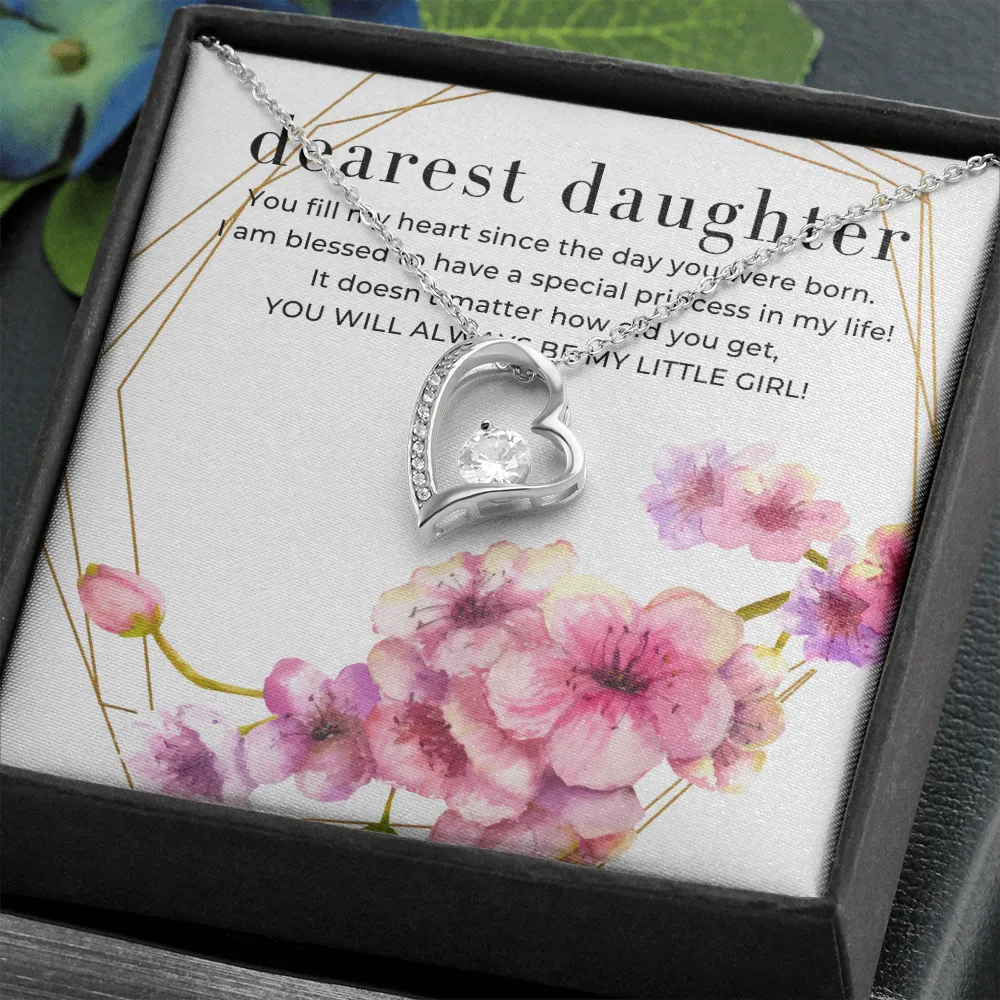 Dearest Daughter Open Heart Pendant Necklace