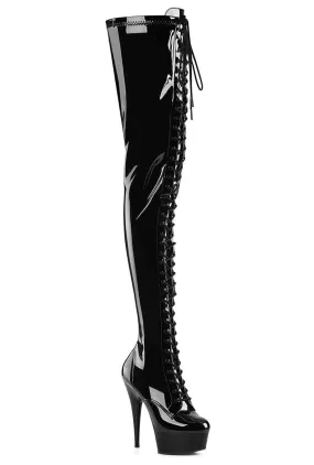 DELIGHT-4023 Black Patent Thigh Boot