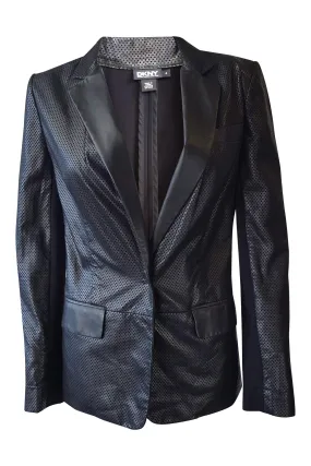 DKNY Black Lambskin Leather Perforated Blazer (4)