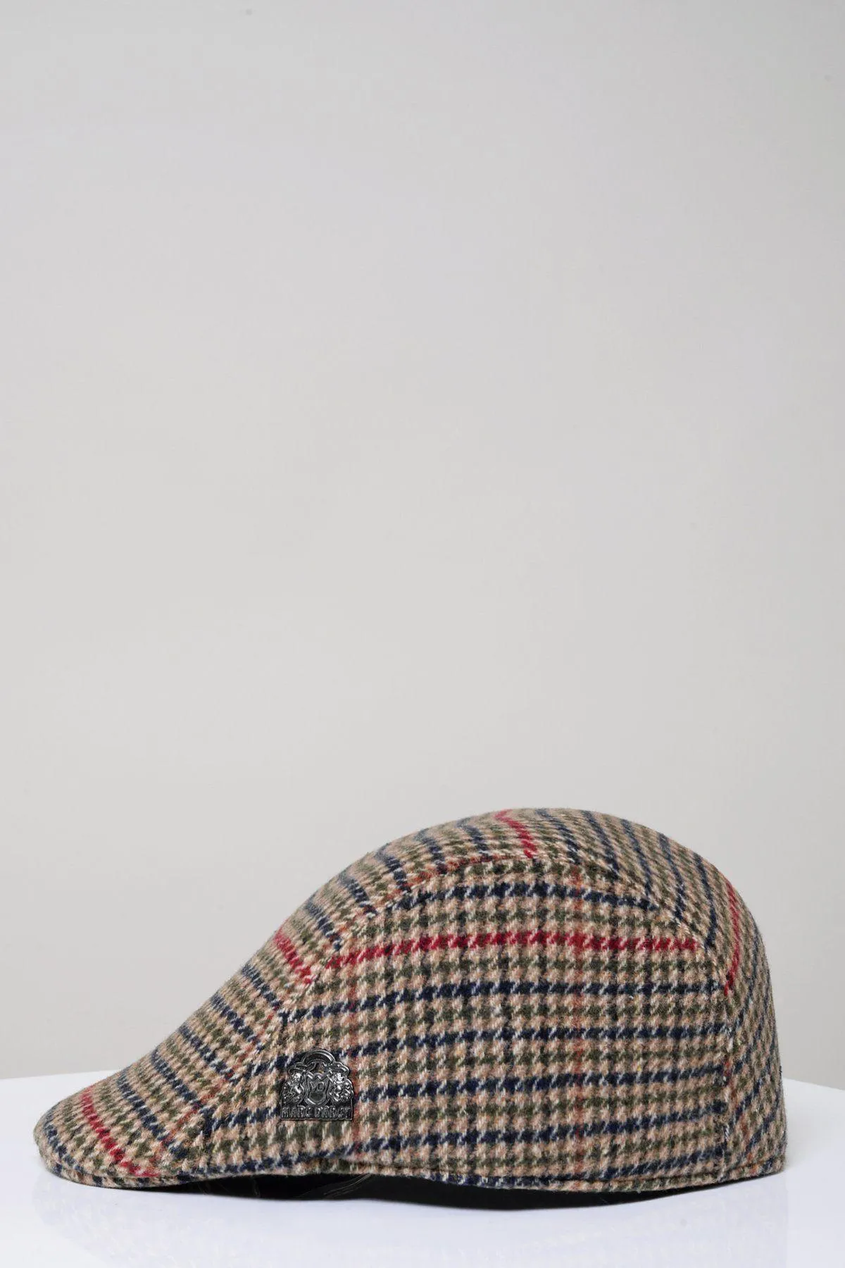 EDWARD - Olive Green Check Tweed Flat Cap