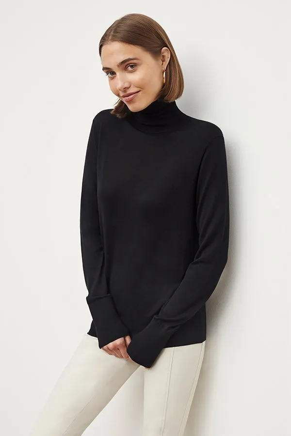 Elizabeth Turtleneck - Silk Jersey :: Black