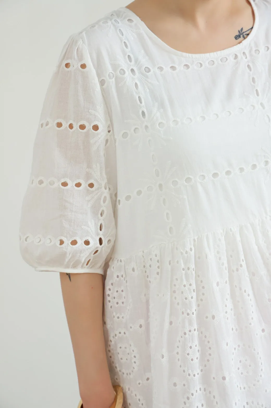 EMBROIDERED TIER DRESS