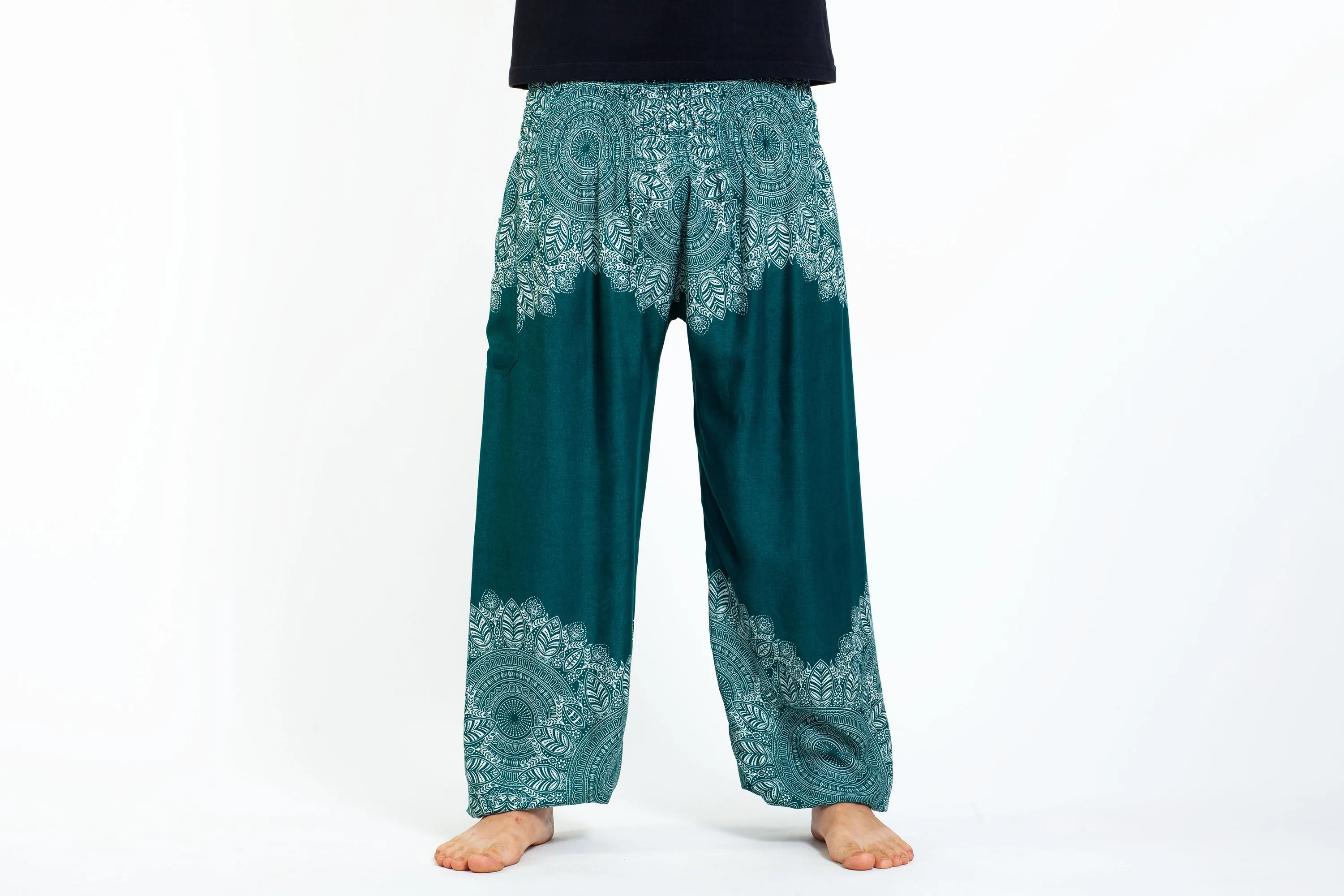 Floral Mandalas Men's Harem Pants in Teal