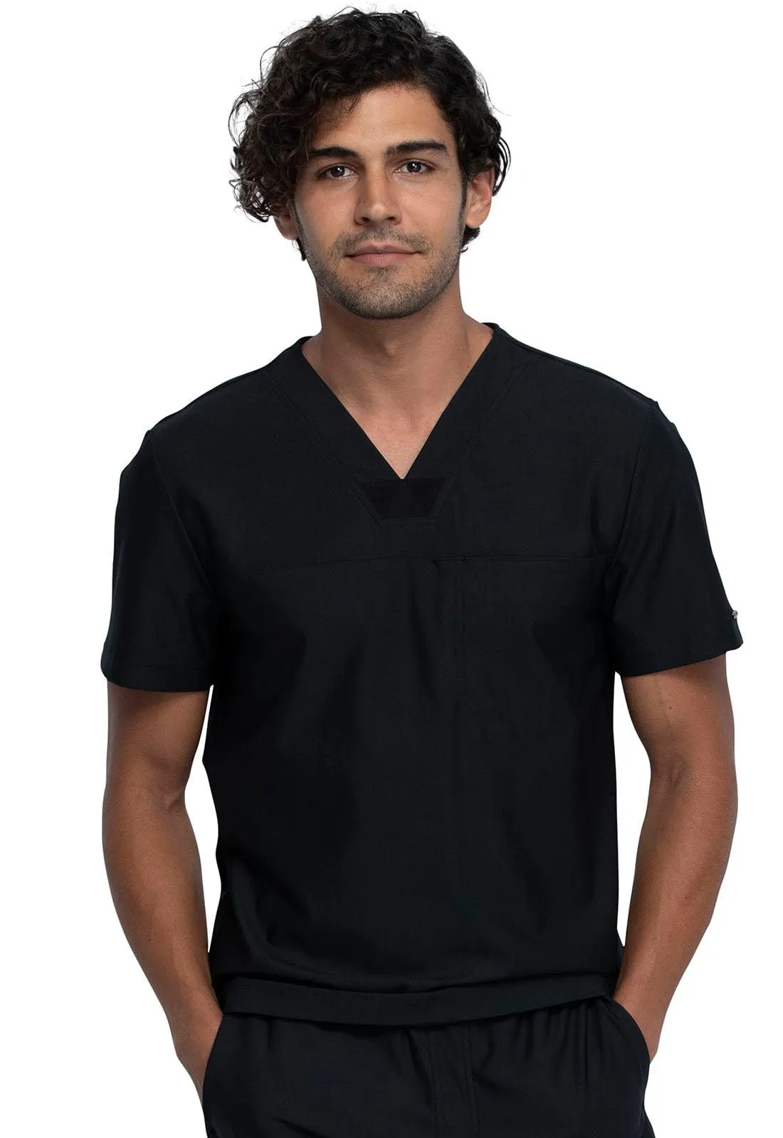 Form Cherokee Men's Tuckable Scrub V-Neck Scrub Top Black CK885