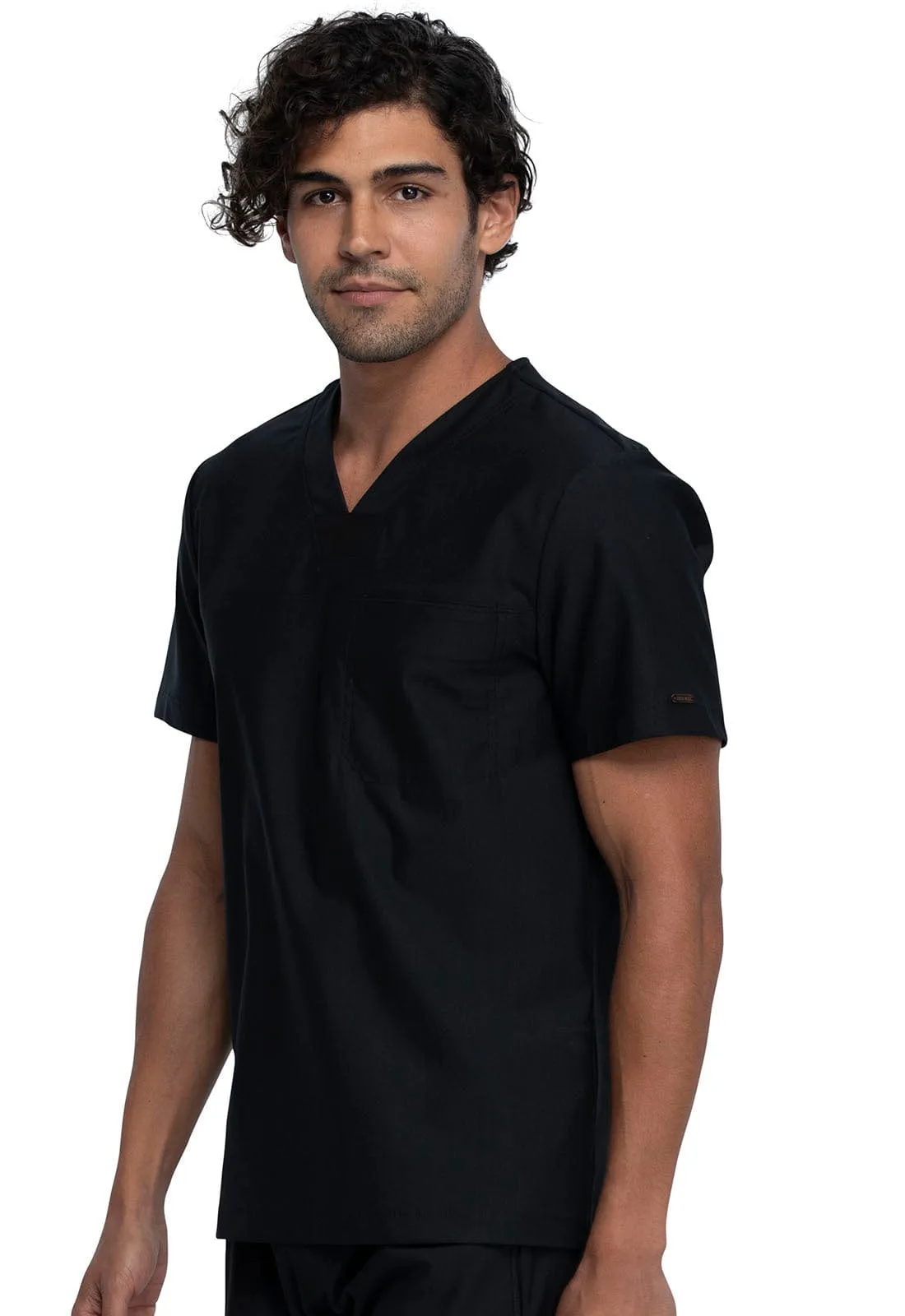 Form Cherokee Men's Tuckable Scrub V-Neck Scrub Top Black CK885