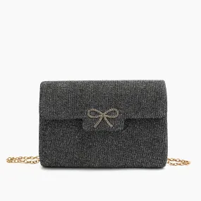 Frost Glitter Gem Bow Evening Crossbody Bag