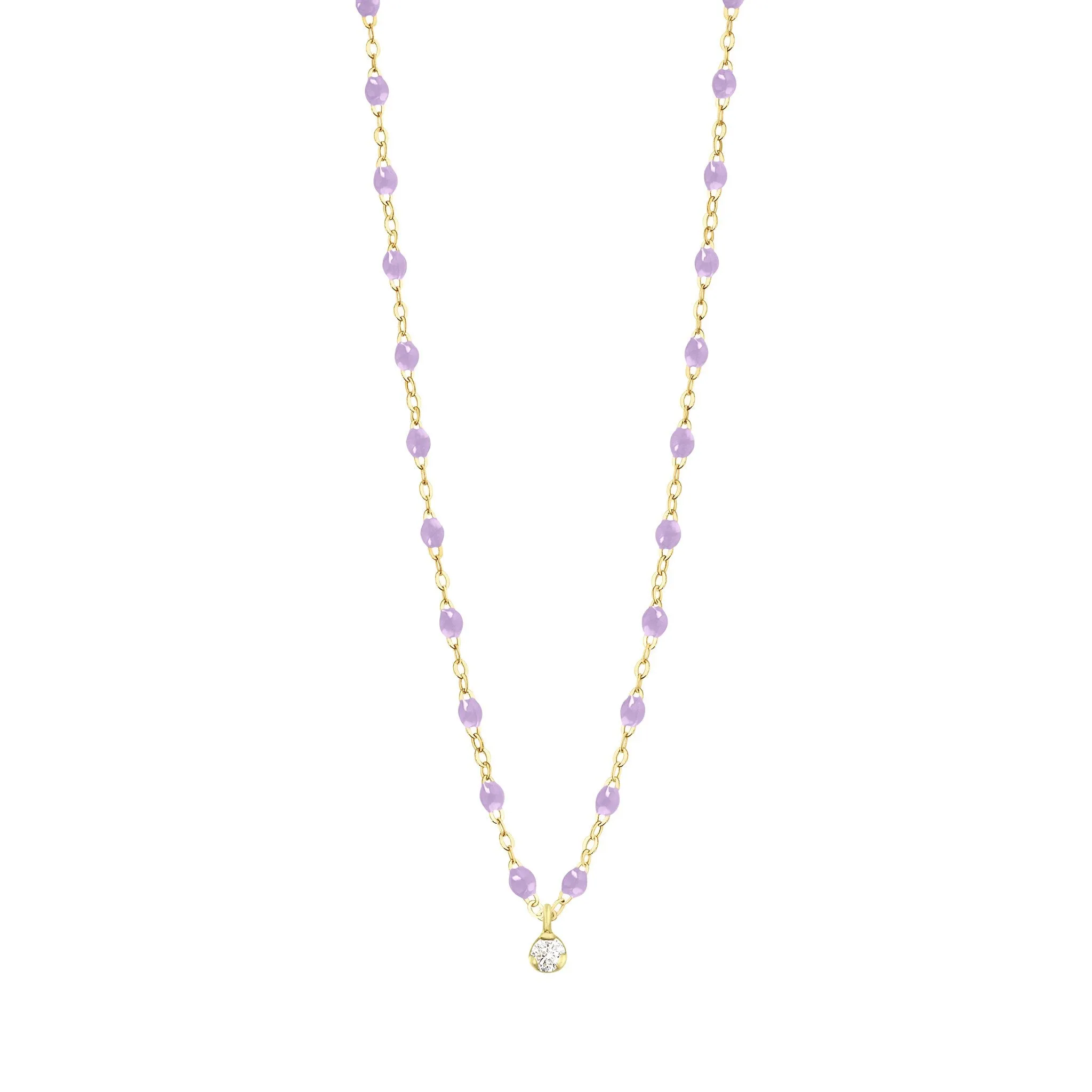 Gigi Supreme Classic 1 Diamond Necklace, Lilac, Yellow Gold, 16.5"