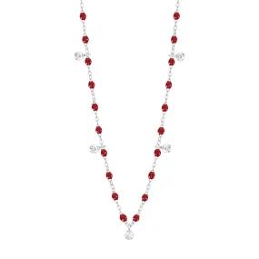 Gigi Supreme Classic 5 Diamond Necklace, Cherry, White Gold, 17.7"