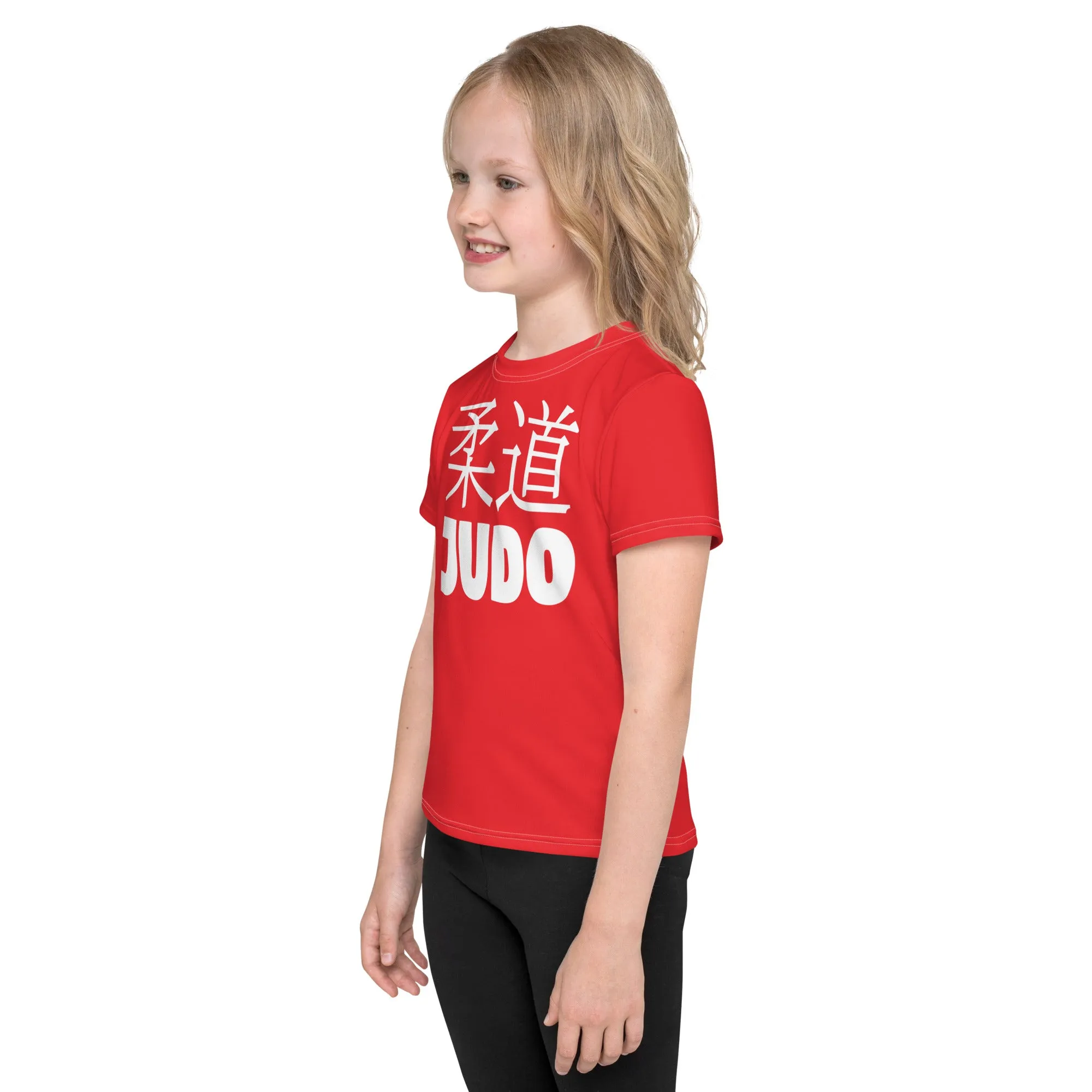 Girl's Short Sleeve Classic Judo Rash Guard: Active Attire - Scarlet