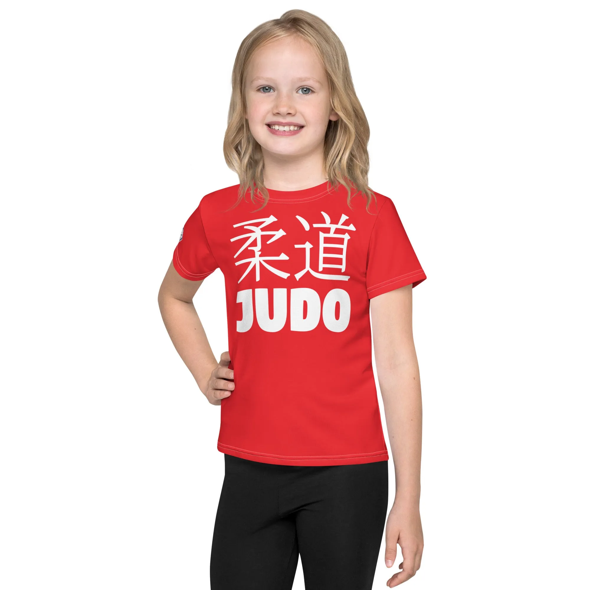 Girl's Short Sleeve Classic Judo Rash Guard: Active Attire - Scarlet