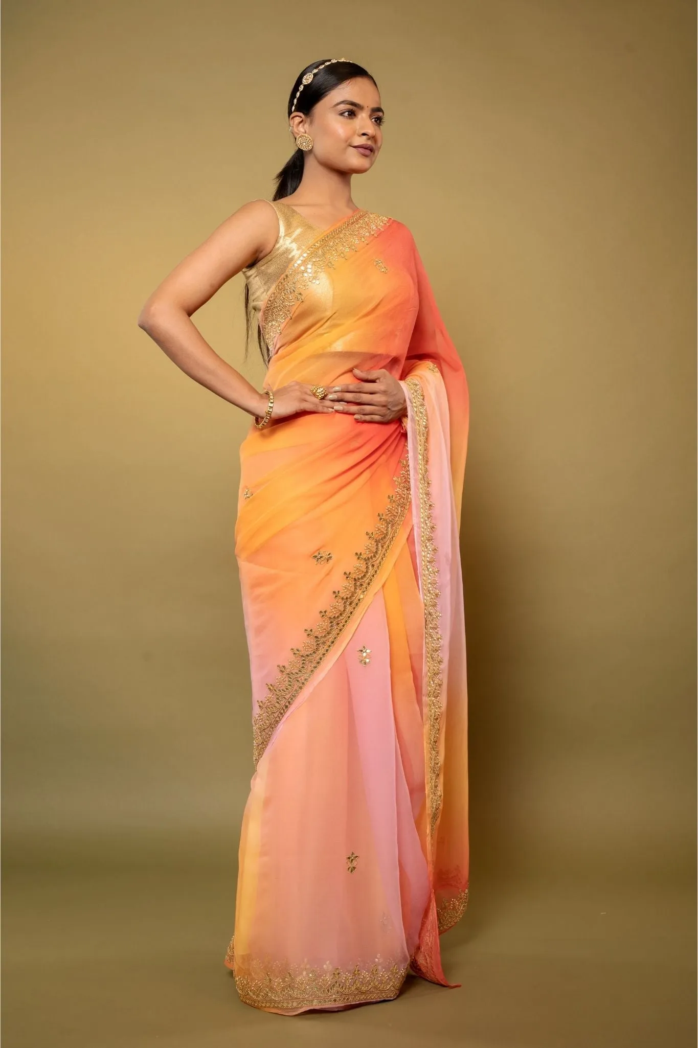 Gotapatti Chiffon Saree