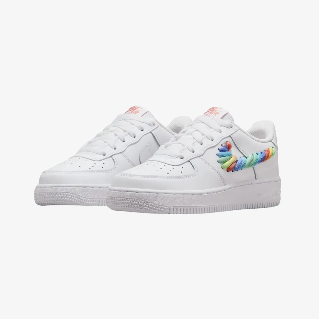 gradeschool nike air force 1 lv8 (rainbow swoosh)