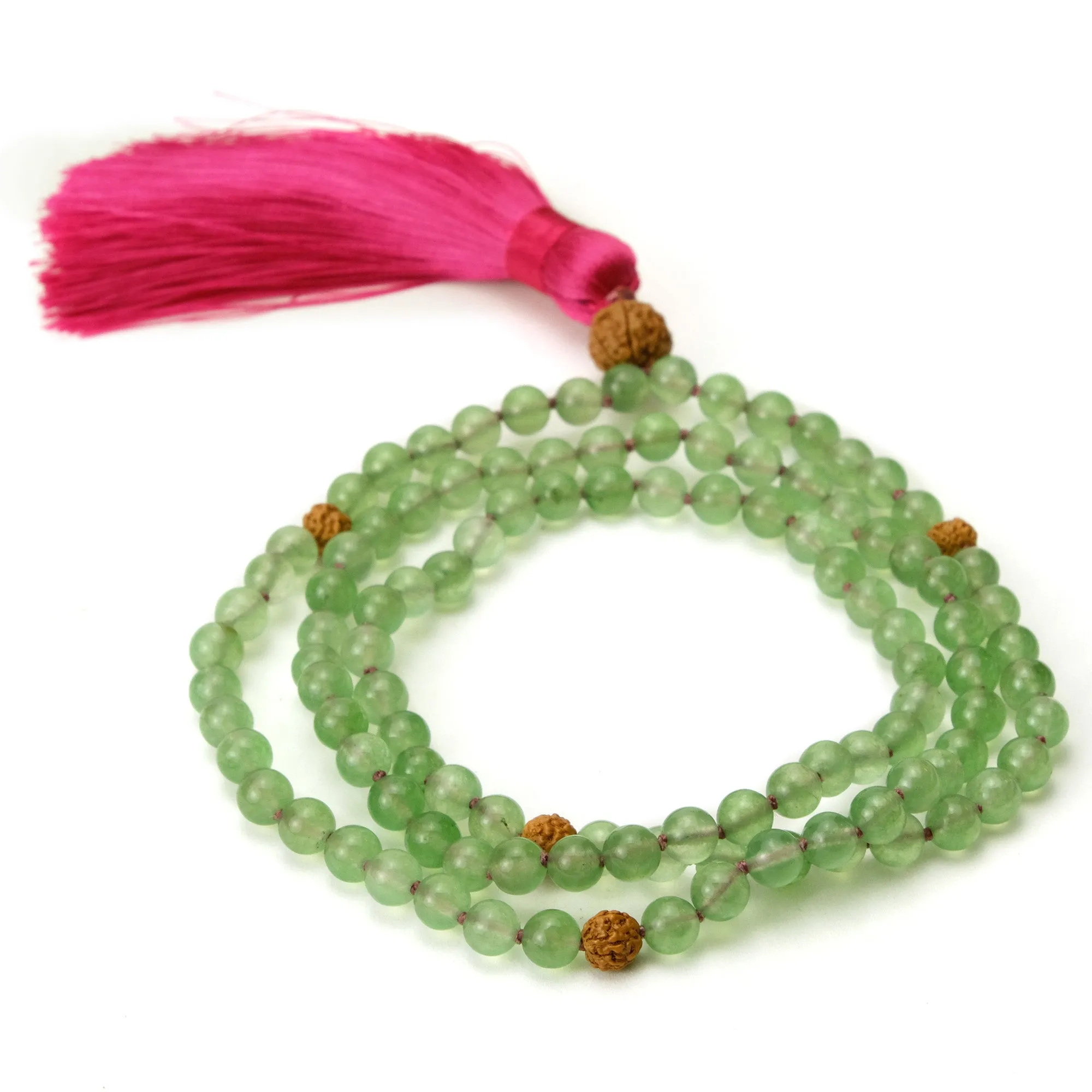 Green Aventurine 6mm Knotted Mala with Silk Tassel #92