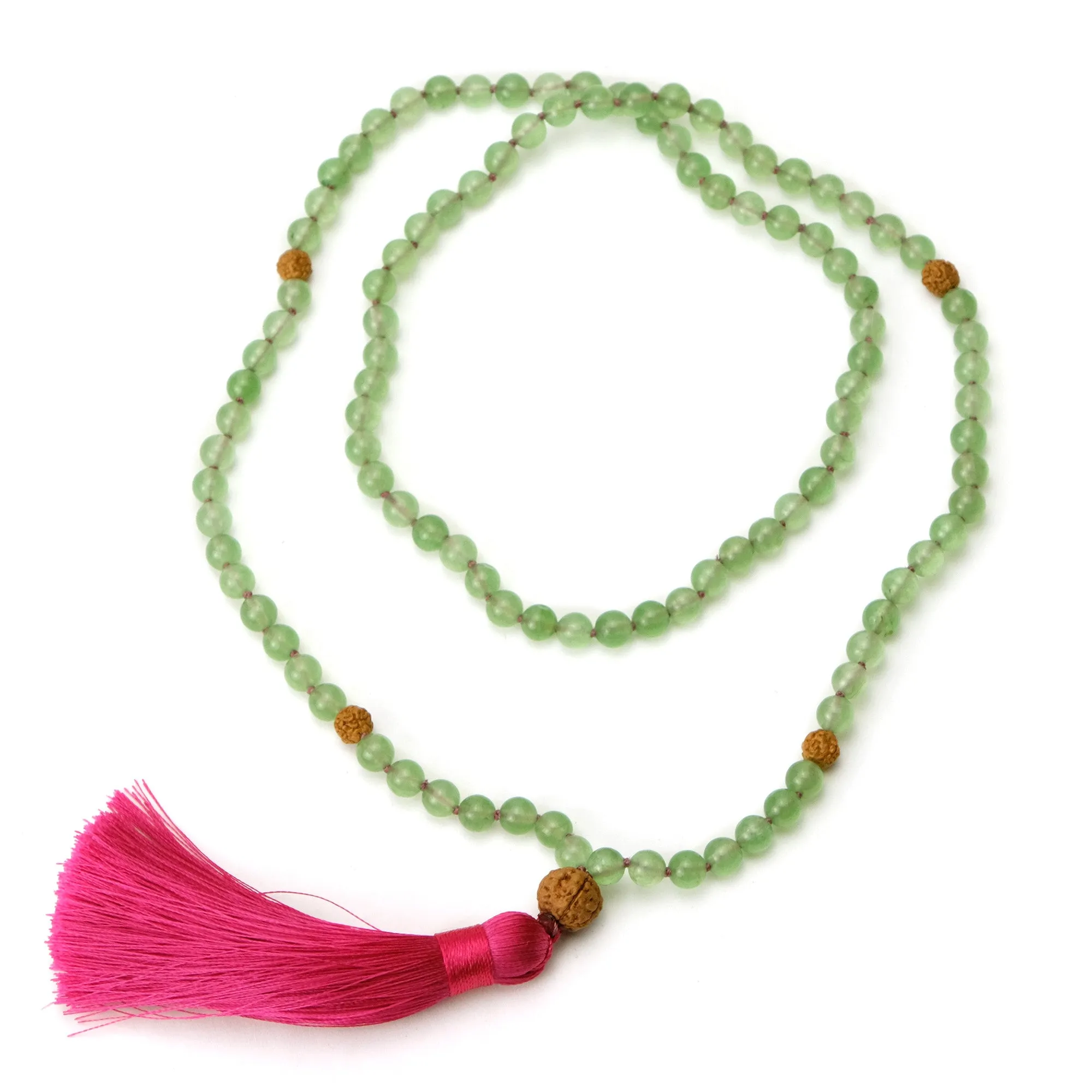 Green Aventurine 6mm Knotted Mala with Silk Tassel #92