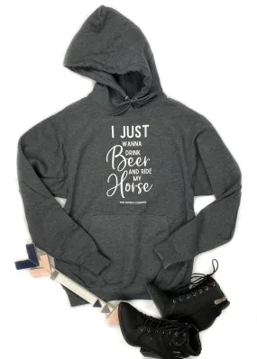 Grey Drink Beer & Ride My Horse Hoodie