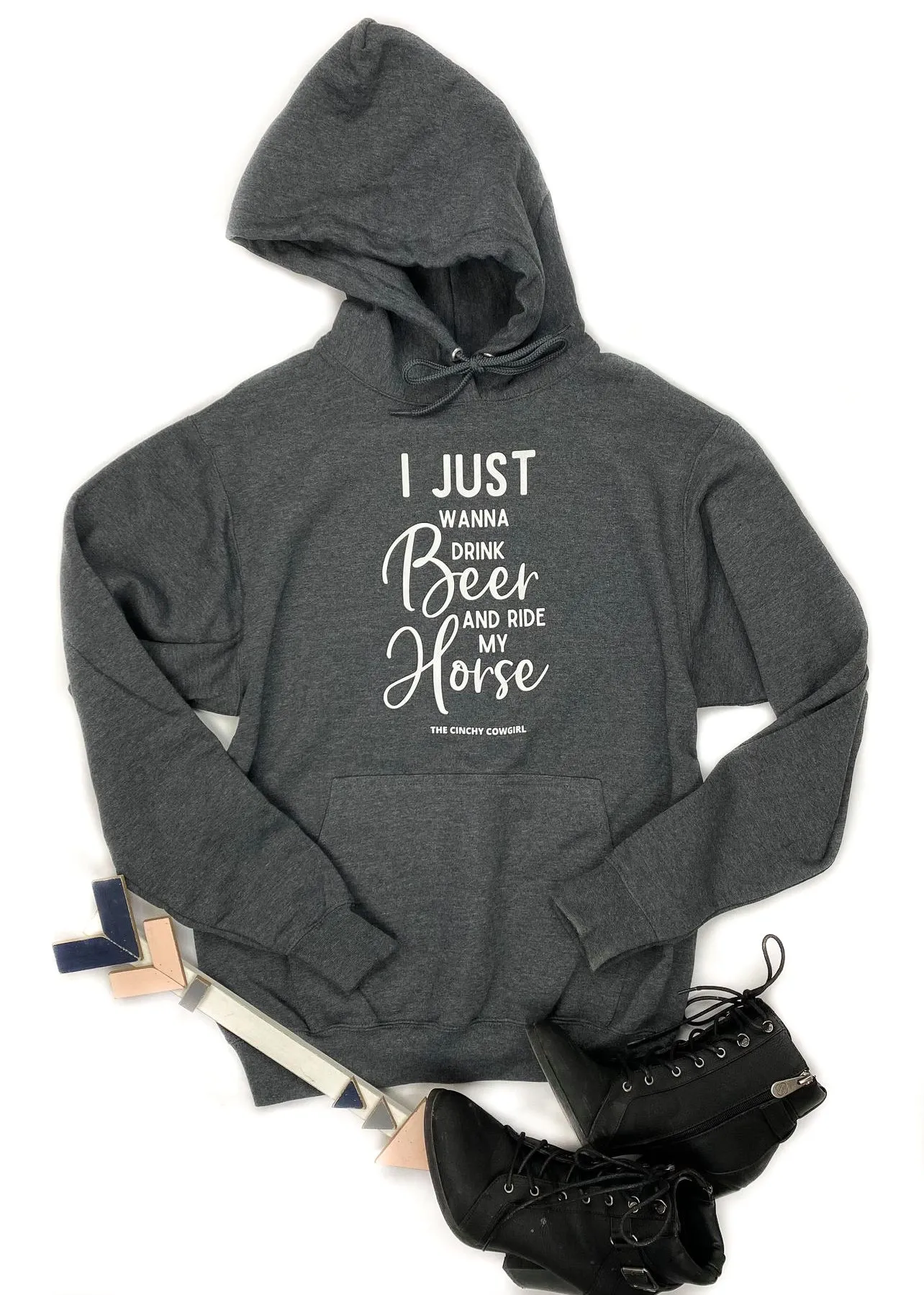 Grey Drink Beer & Ride My Horse Hoodie