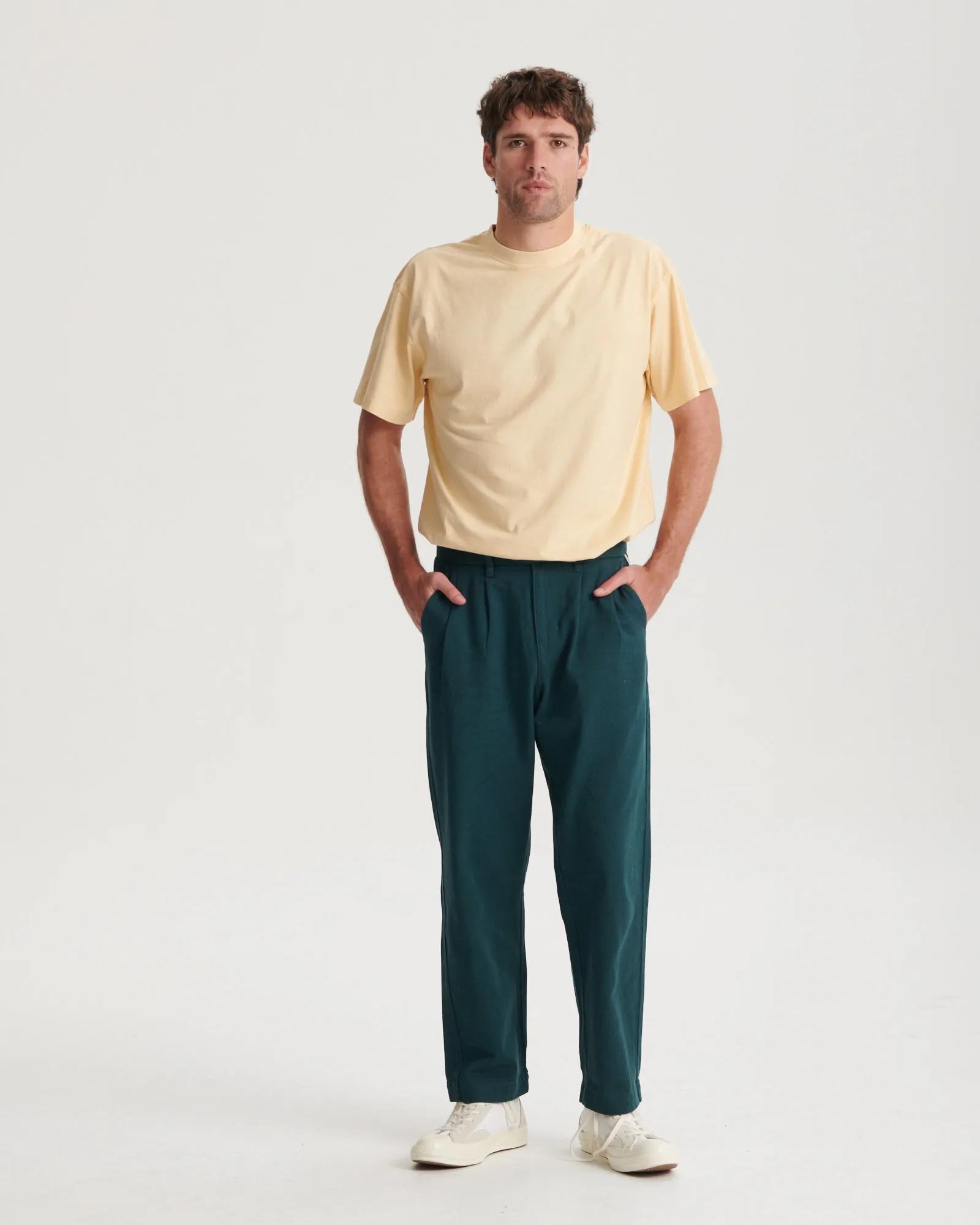 Harro Twill Pleat Pant - Green