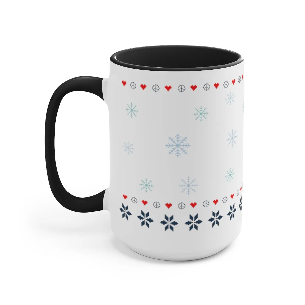 Holiday Hippie Van Two-Tone Coffee Mugs, 15oz