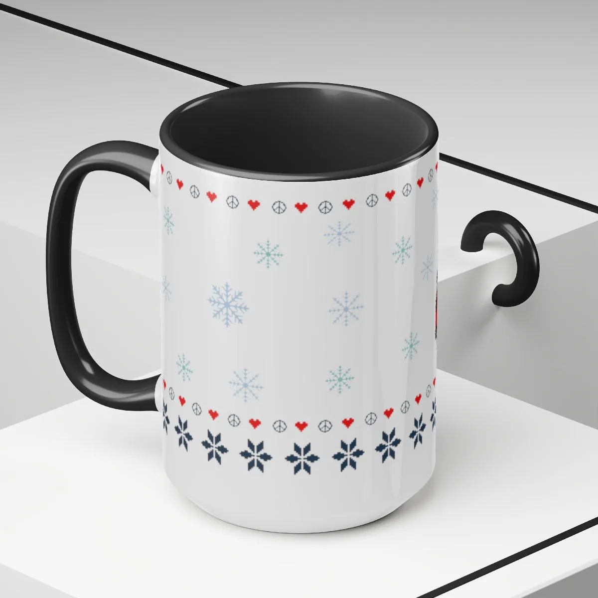 Holiday Hippie Van Two-Tone Coffee Mugs, 15oz