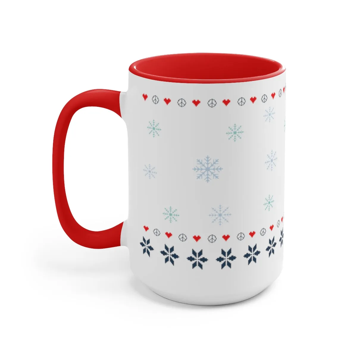 Holiday Hippie Van Two-Tone Coffee Mugs, 15oz