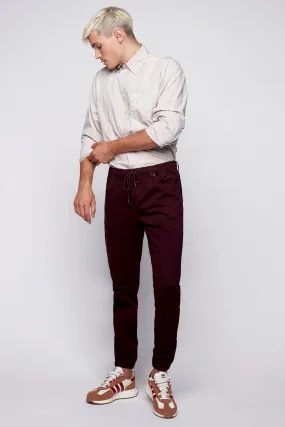 JAGGER - 5 Pocket Twill Classic Jogger - Wine