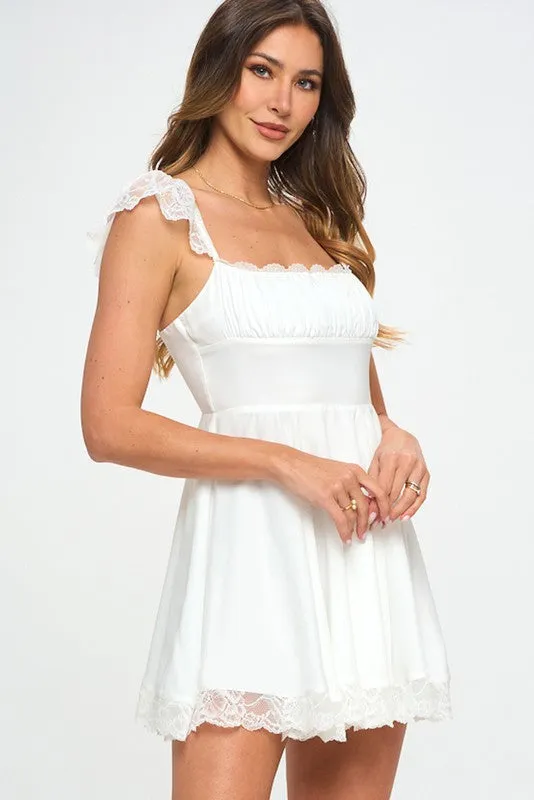 Lace Trim Mini Skater Dress