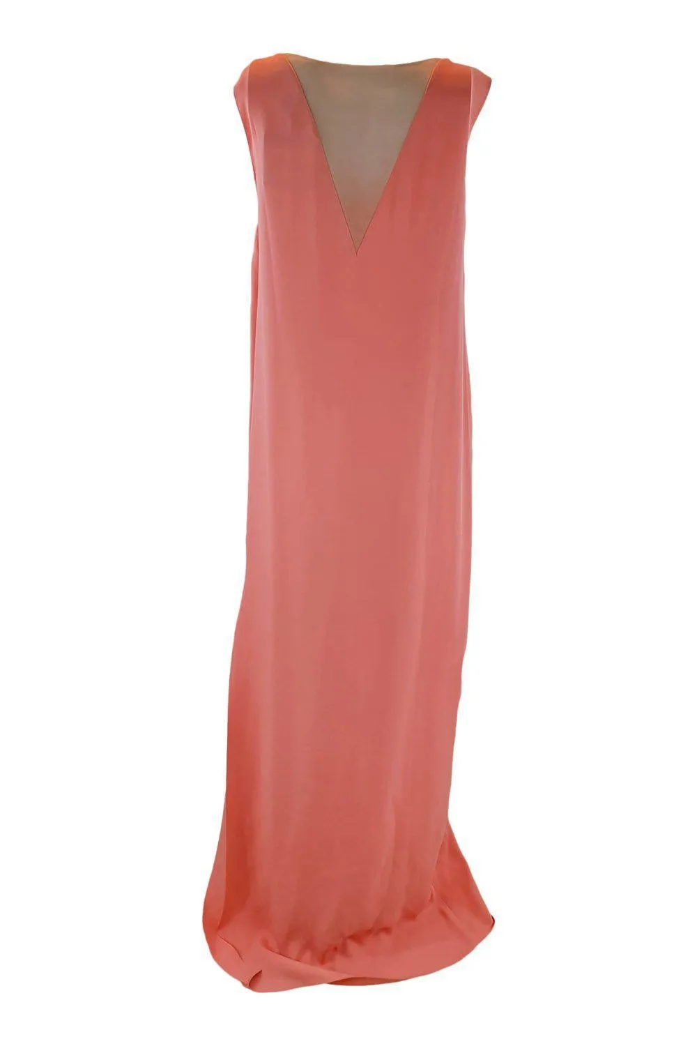 LANVIN Pink 100% Silk Sleeveless Robe Longue Maxi Shift Dress (T.40)