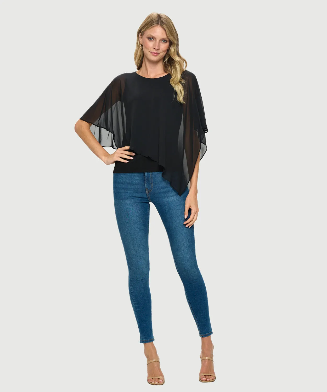 Last Tango Chiffon Layered Top - Black