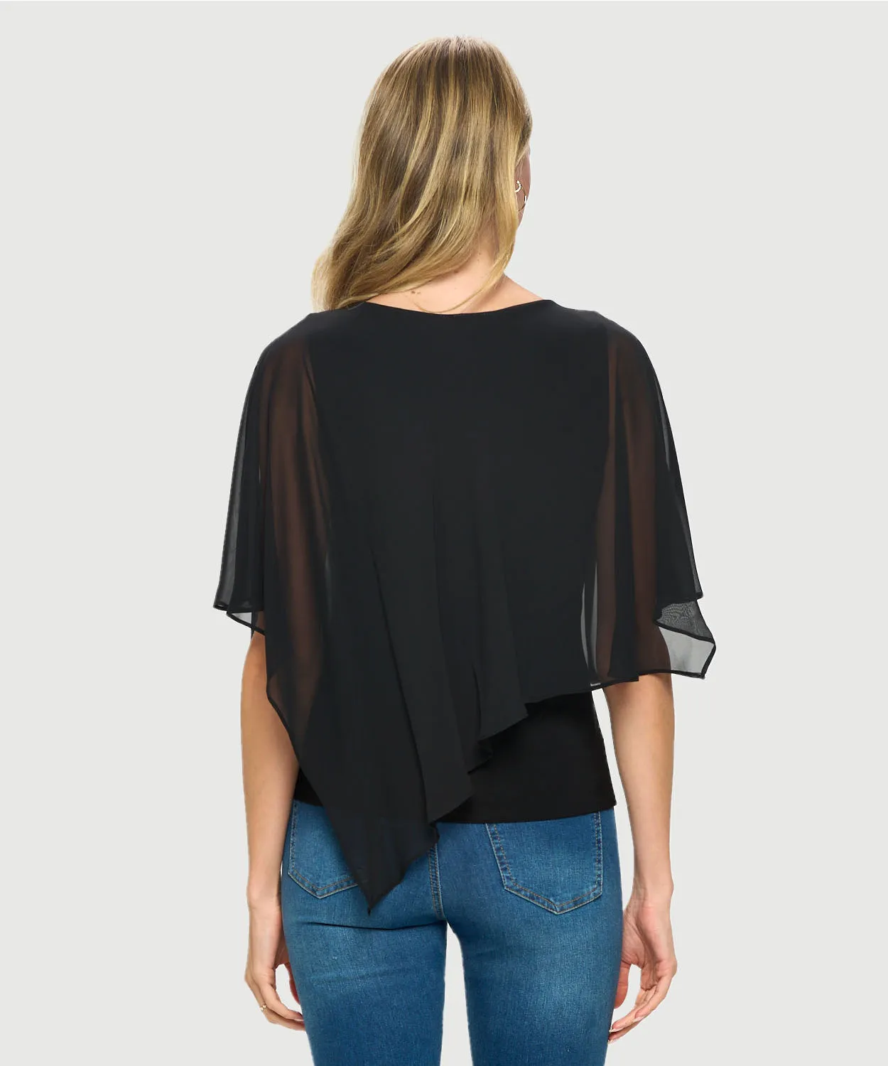 Last Tango Chiffon Layered Top - Black