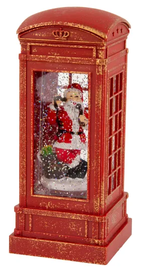 LED Glitter Swirl Santa Red Phonebox