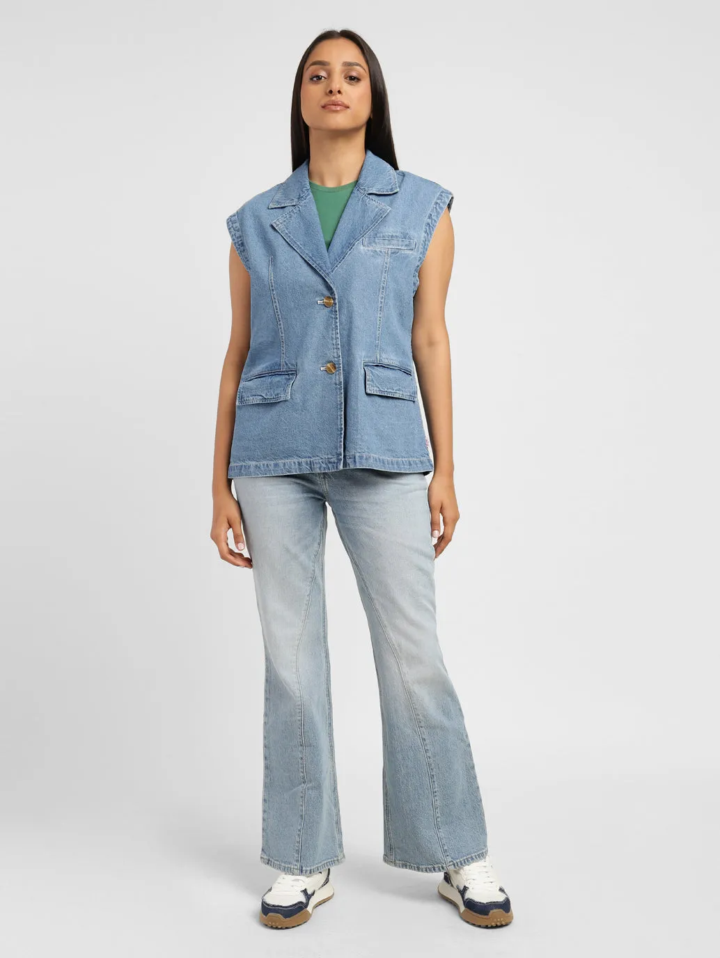 Levi's x Deepika Padukone Solid Blue Notched Lapel Jacket