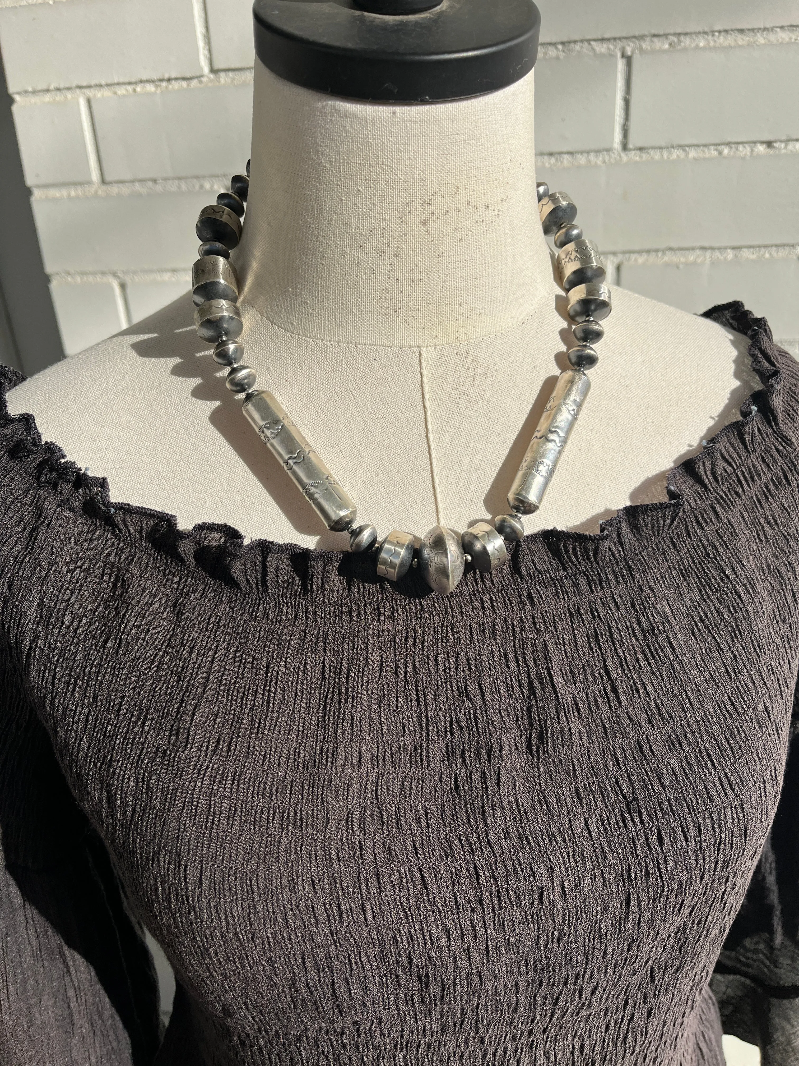 Long Stamped Navajo Pearl Set