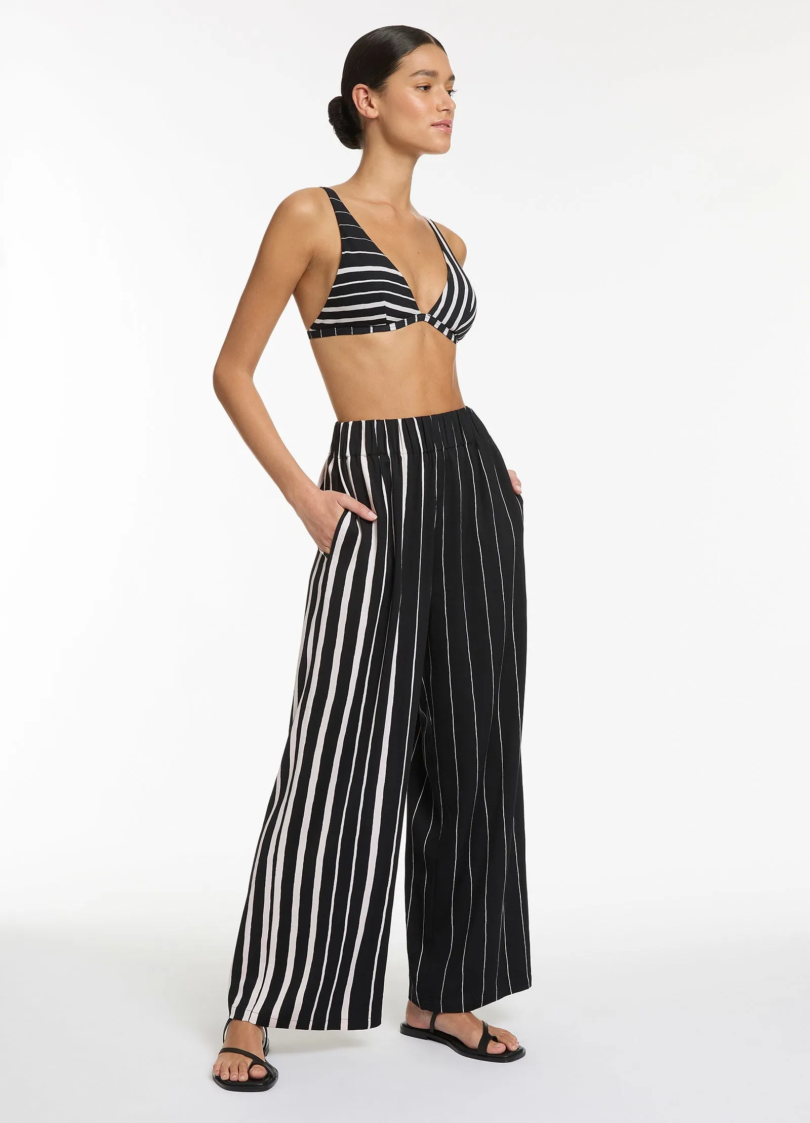 Lunar Stripe Relaxed Pant - Black/Chalk