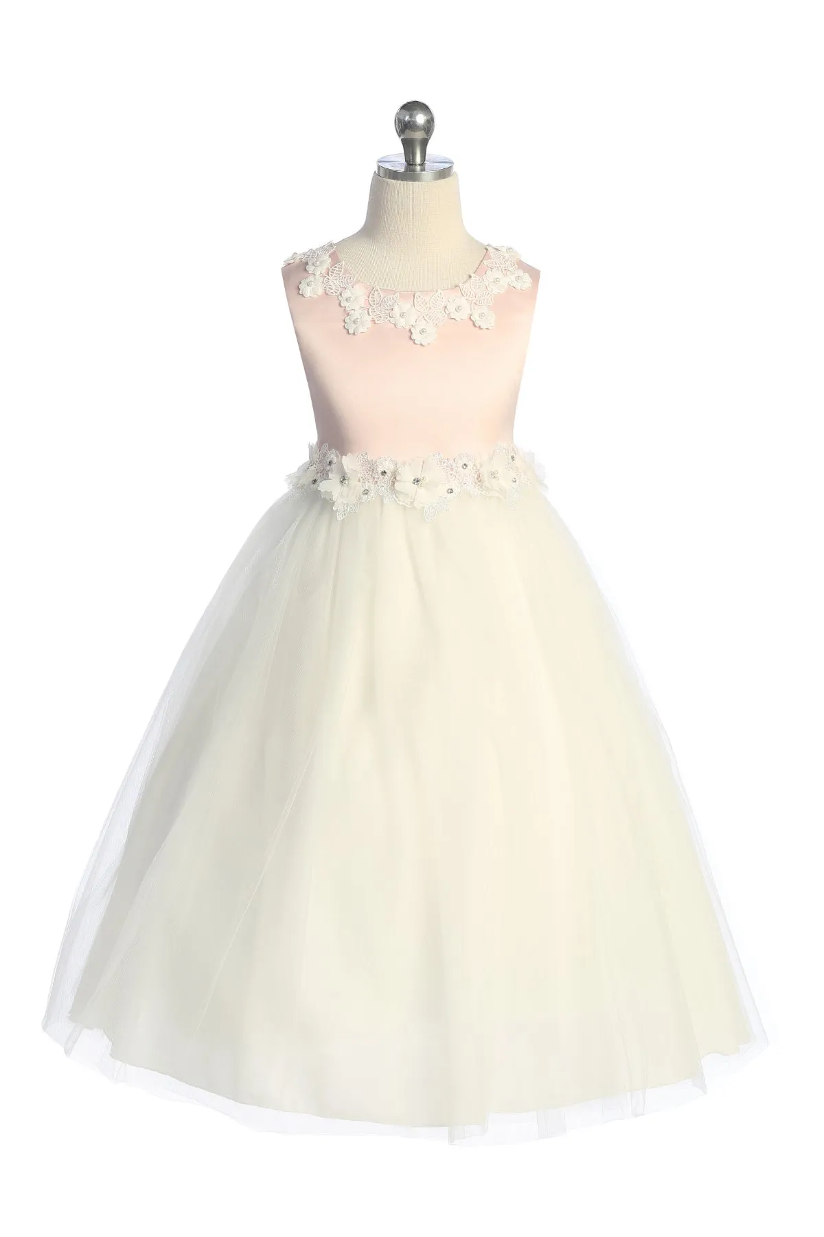 Luxurious Princess Ballgown Dress with Floral Trim and Plus Sizes