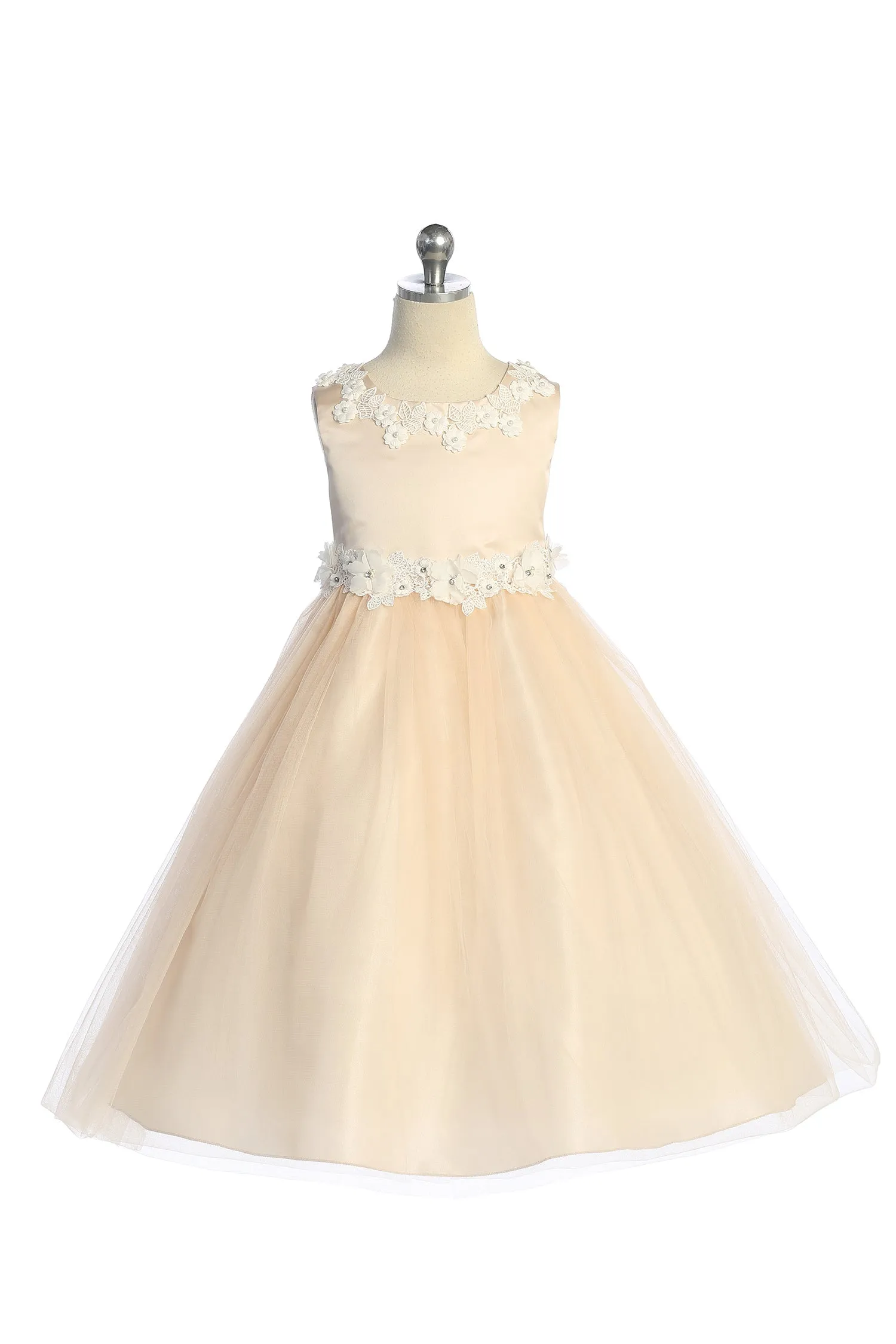 Luxurious Princess Ballgown Dress with Floral Trim and Plus Sizes