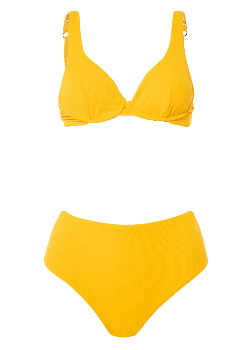 Maaji Amber Yellow Venus Mid Rise Bikini Bottom