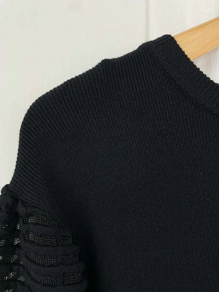 Malissa J Ladder Sleeve Knit - Black