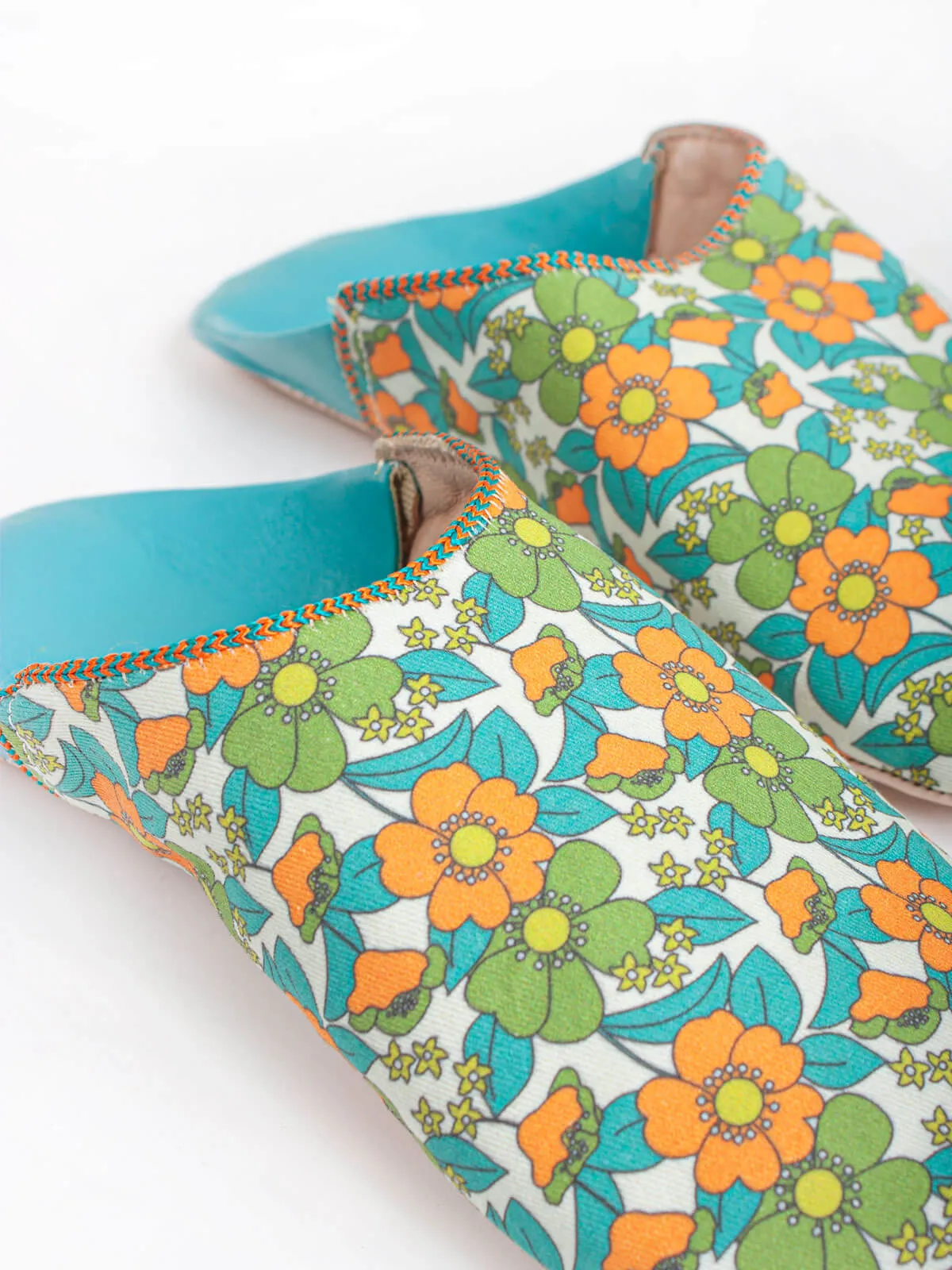 Margot Floral Babouche Slippers, Aqua