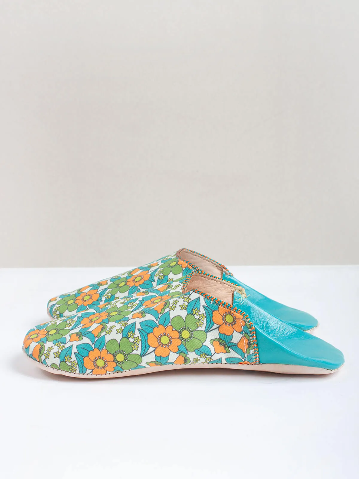 Margot Floral Babouche Slippers, Aqua