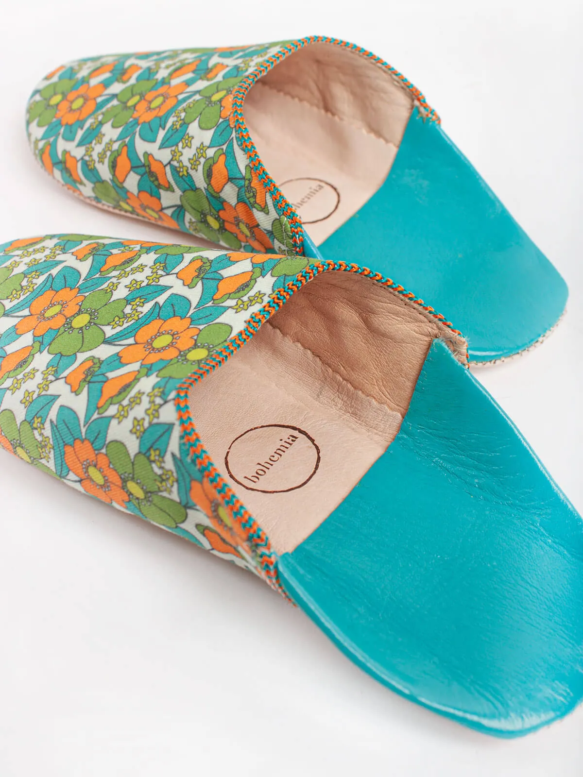 Margot Floral Babouche Slippers, Aqua