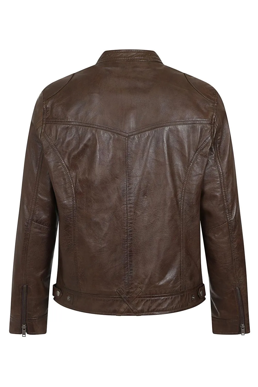 Men's Brown Genuine Classic Stylish Leather Jacket  - 'PETER'