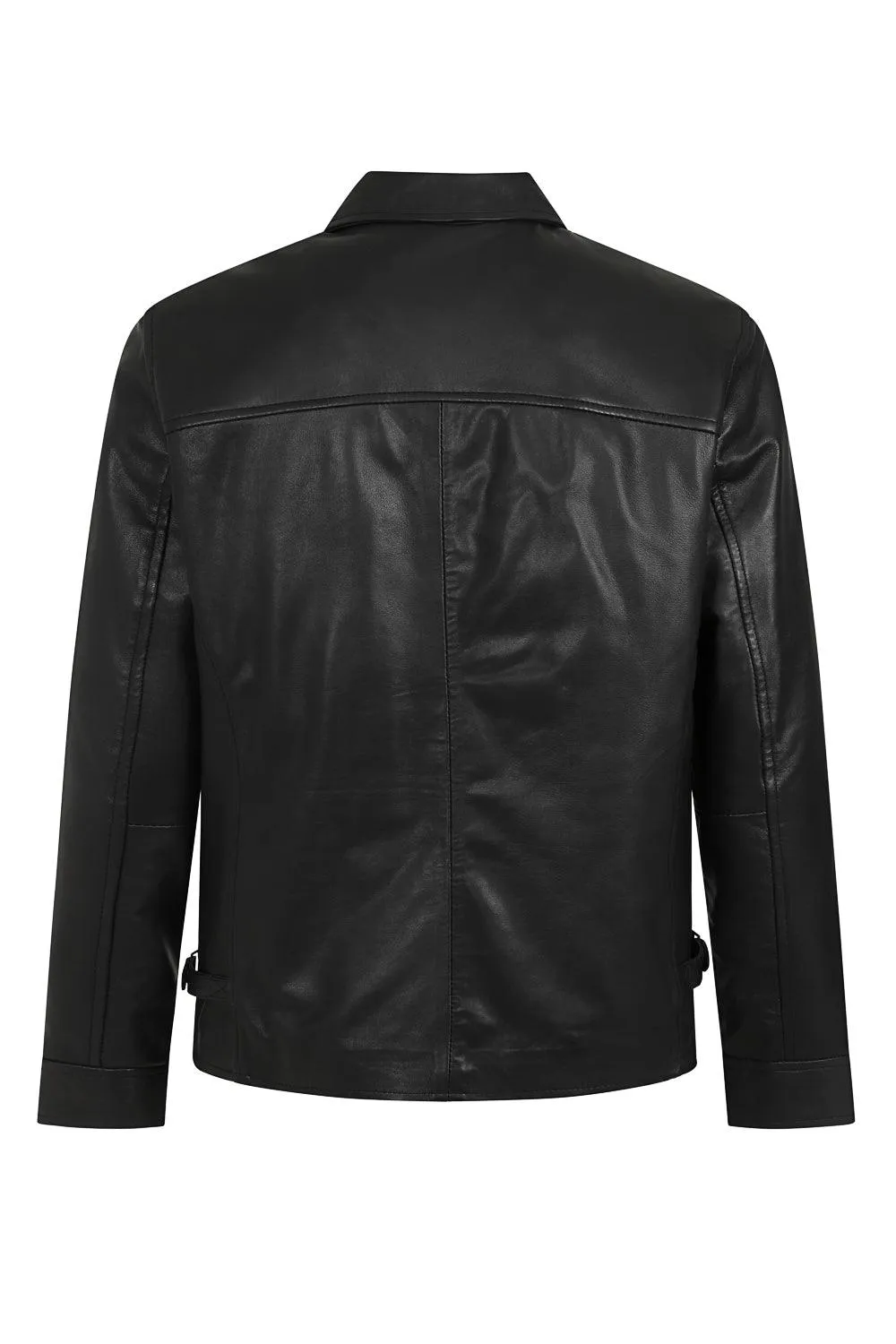 Men's Classic Style Black Leather Jacket for Everyday Wear  - JIMMY