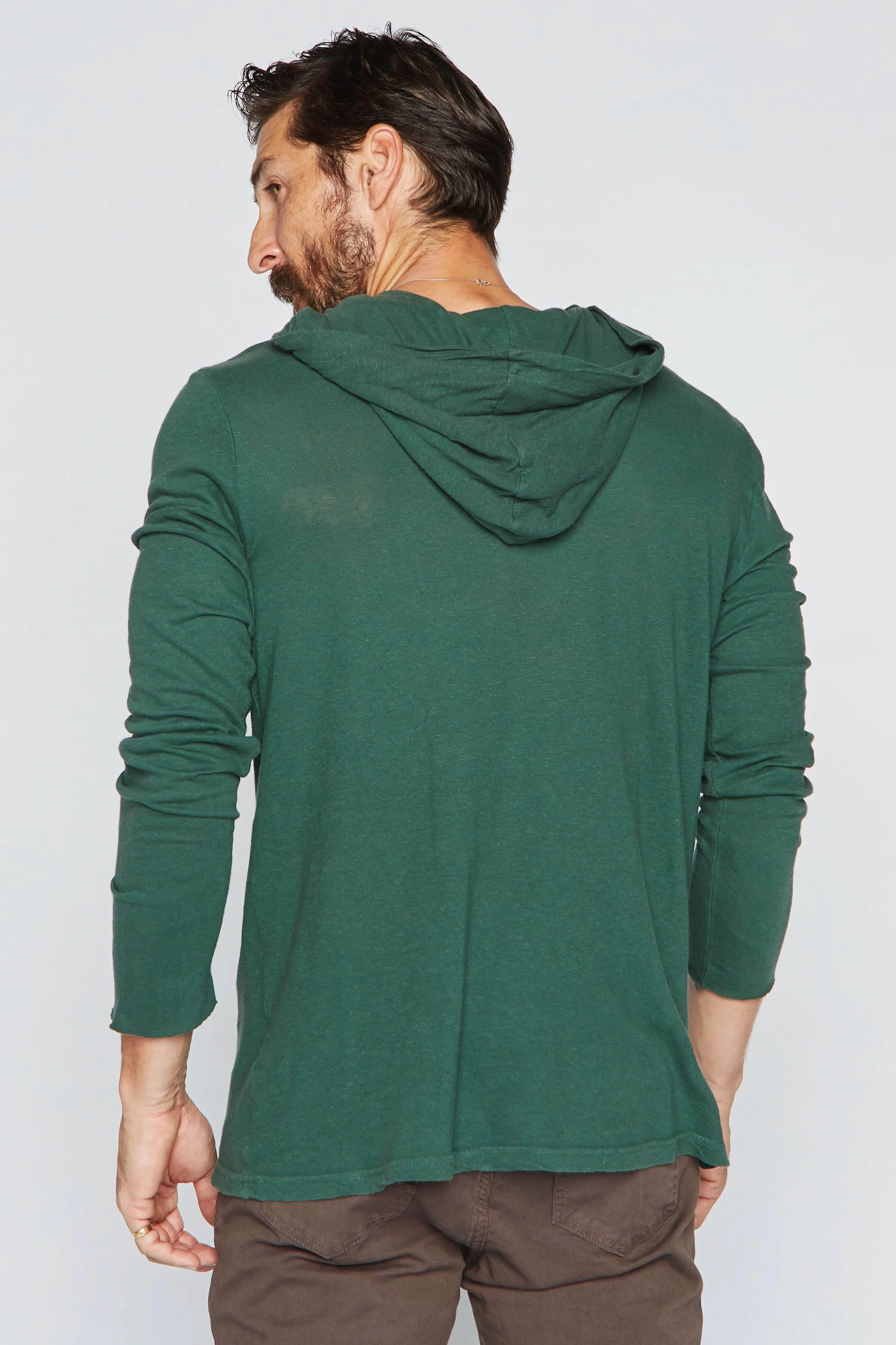 Men's Linen Blend Long Sleeve Hoodie