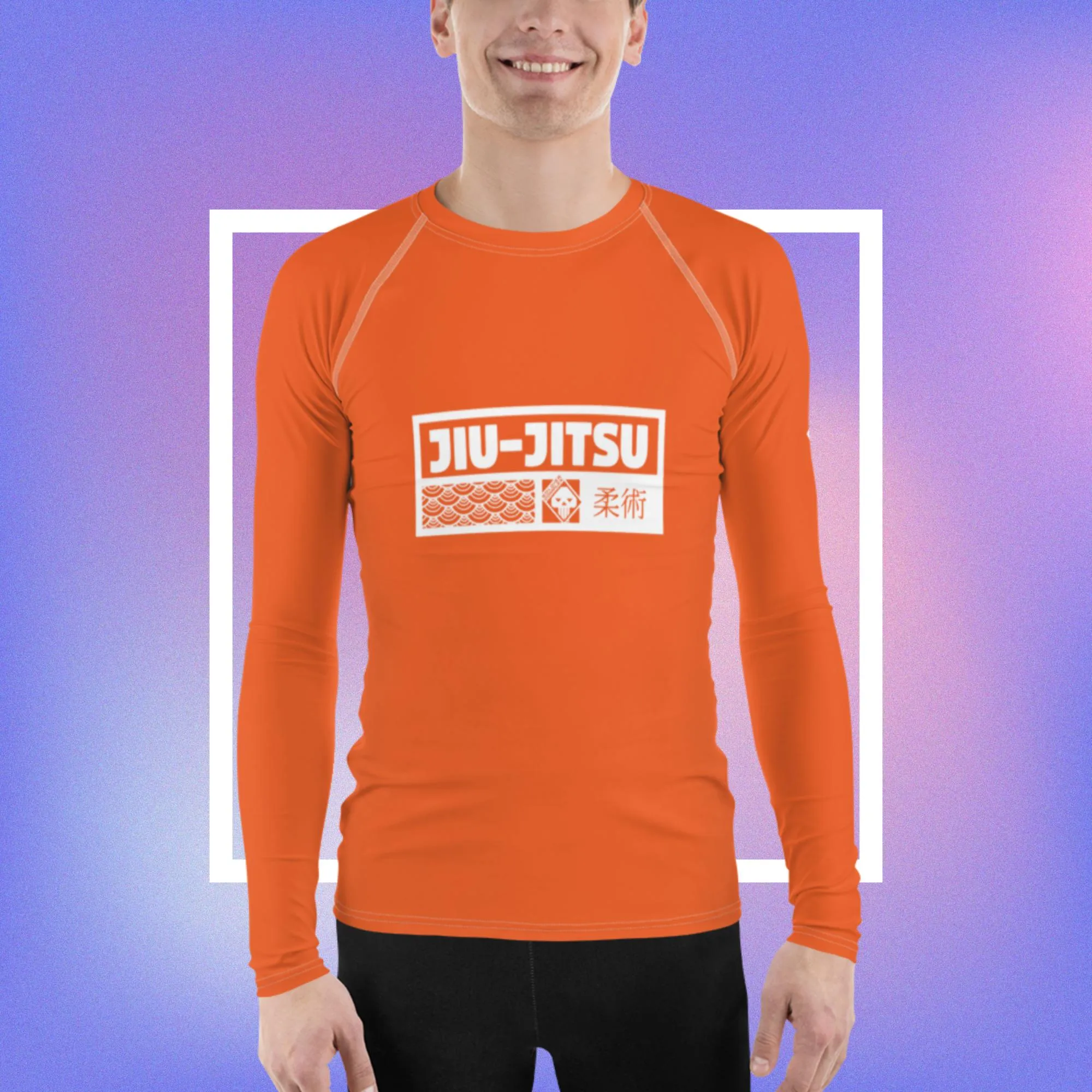 Mens Long Sleeve BJJ Rash Guard - Jiu-Jitsu 015 - Flamingo