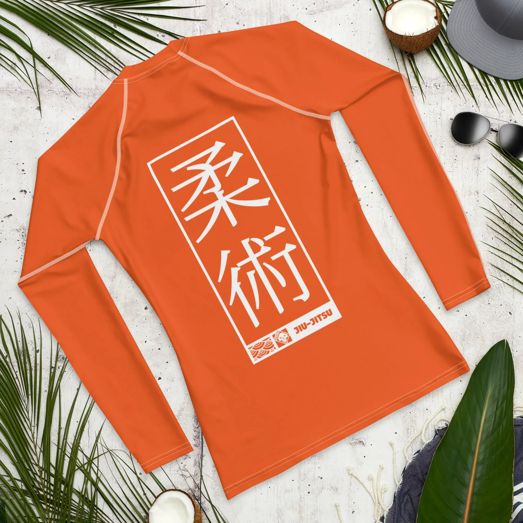 Mens Long Sleeve BJJ Rash Guard - Jiu-Jitsu 015 - Flamingo