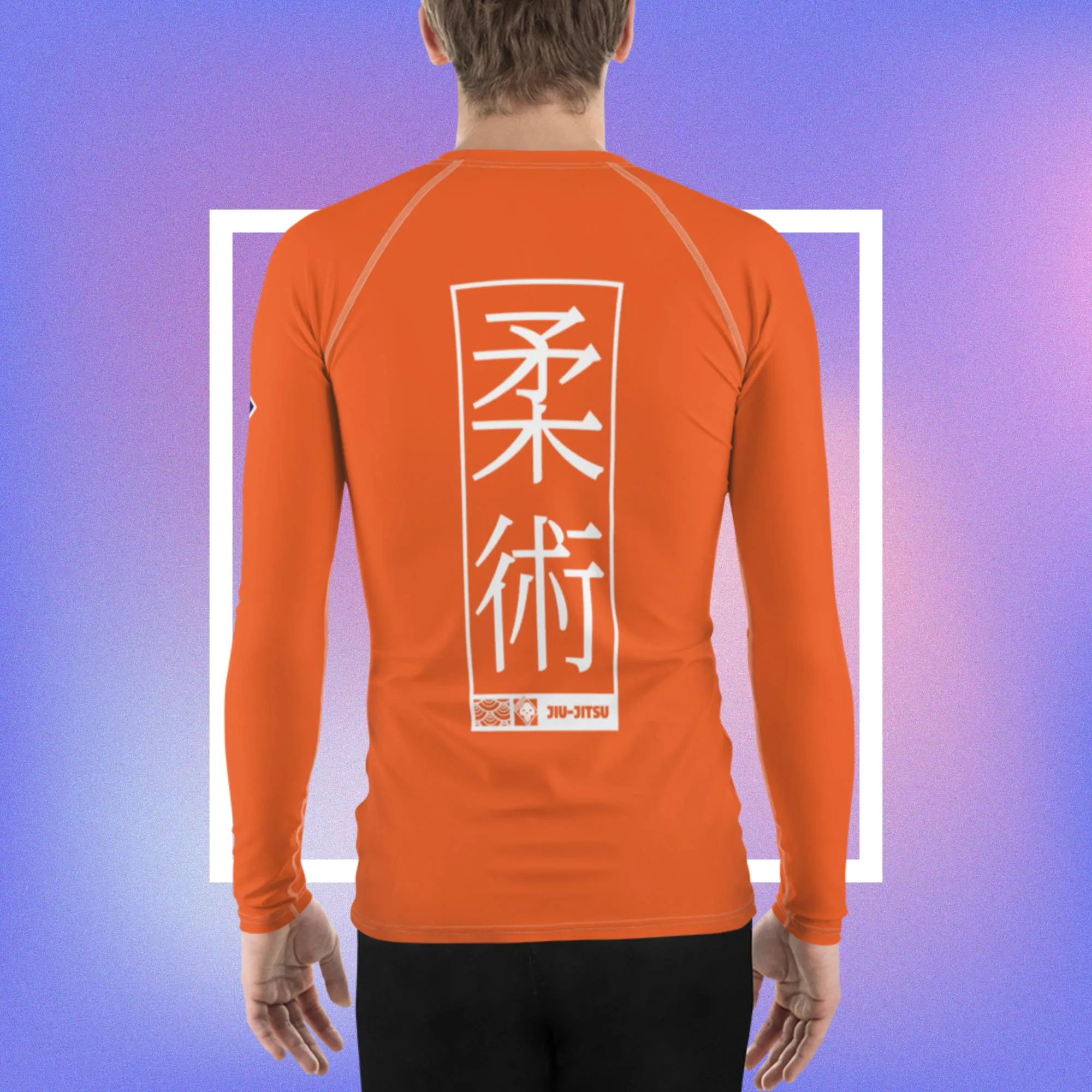 Mens Long Sleeve BJJ Rash Guard - Jiu-Jitsu 015 - Flamingo