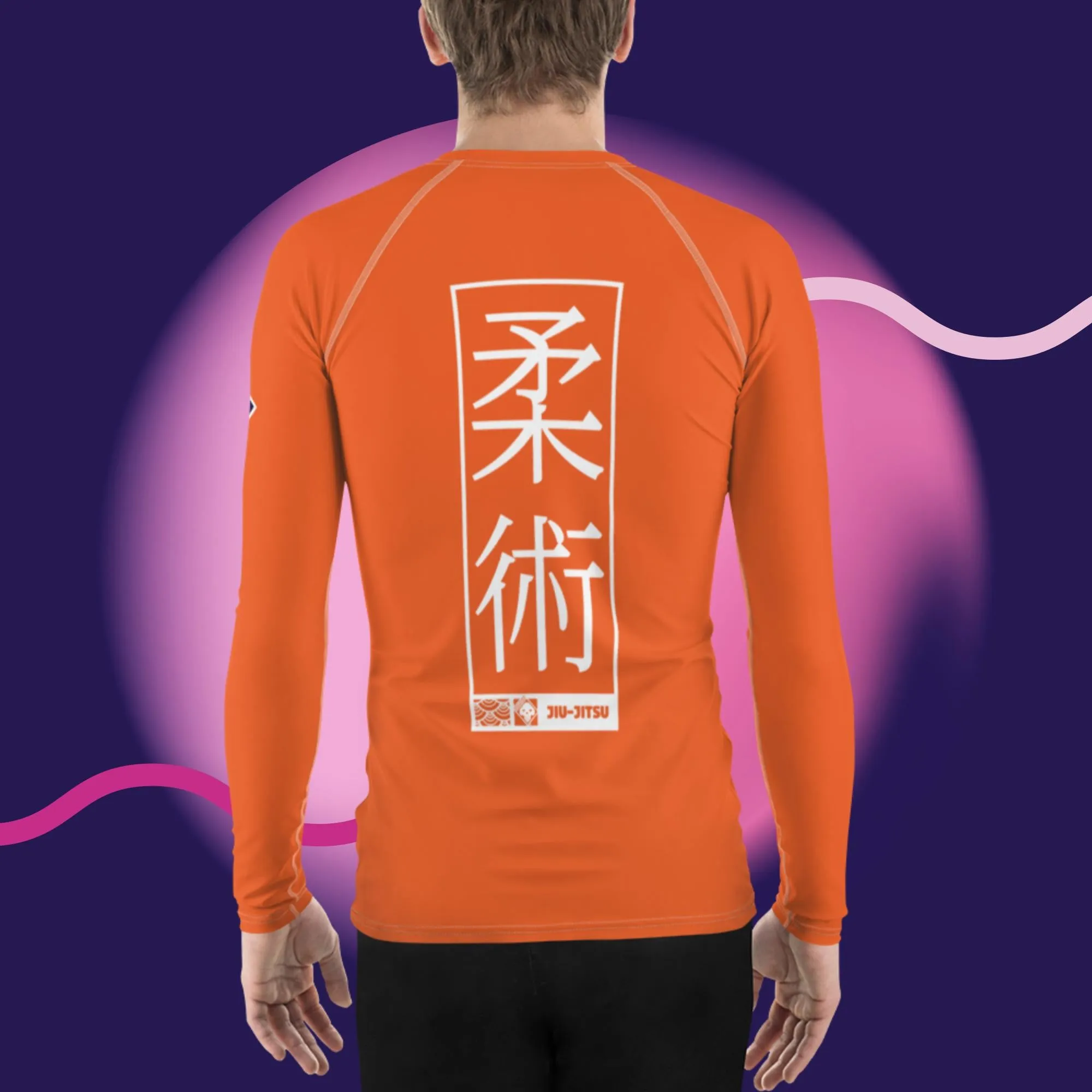 Mens Long Sleeve BJJ Rash Guard - Jiu-Jitsu 015 - Flamingo